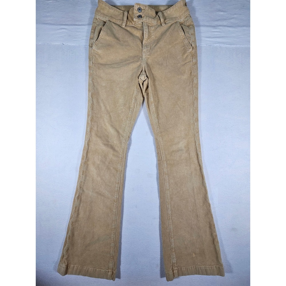 American Eagle High Rise Kick Boot Corduroy Pants Tan Khaki Stretch Size 4 Reg